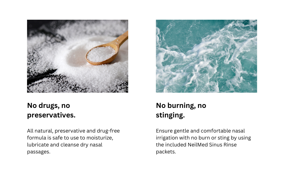 Drug-free, preservative-free. No burning, no stinging.