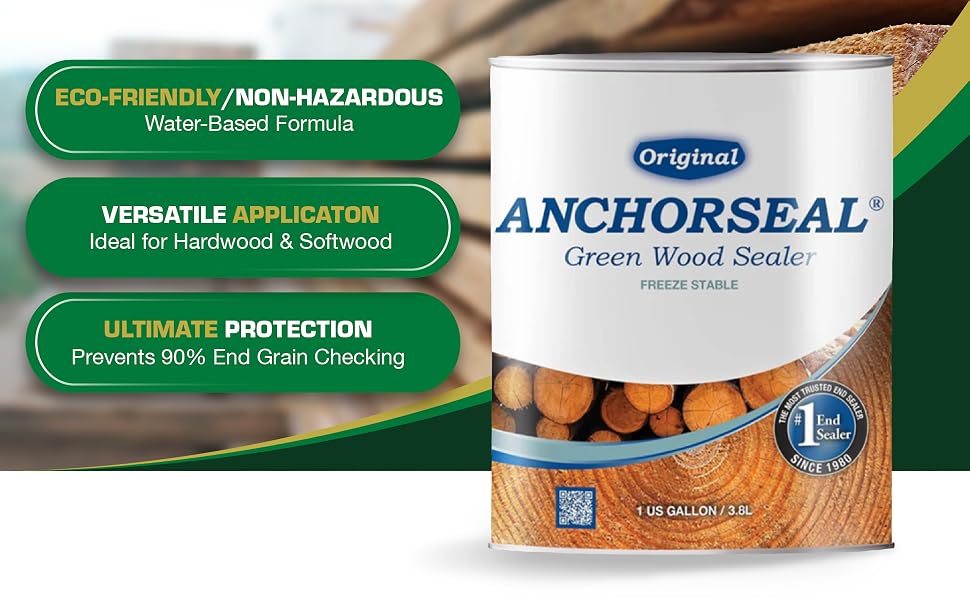 Image of anchorseal wood sealer with text reading water based formula.