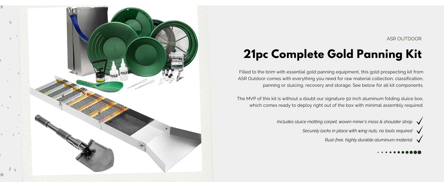 21 piece gold prospecting kit main image with text