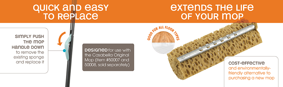 casabella sponge head mop brush cleaning