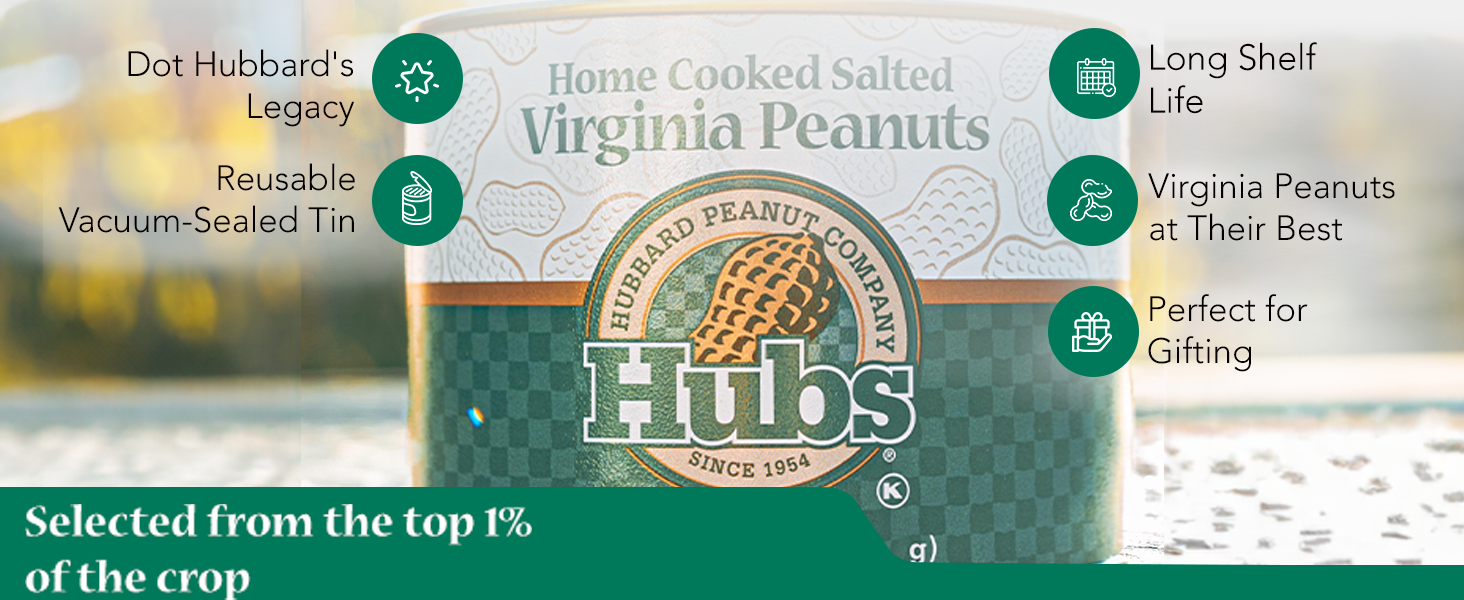 Hubs Peanuts Premium Salted Virginia Nuts Non-GMO Gluten Free Healthy Snacks Crunch Flavored Peanuts