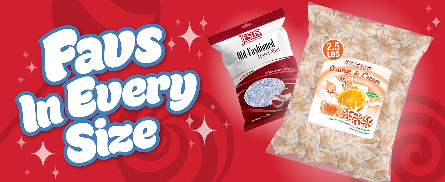 Scripture Candy Premium assortment of faith themed hard candies with Bible verses on wrappers