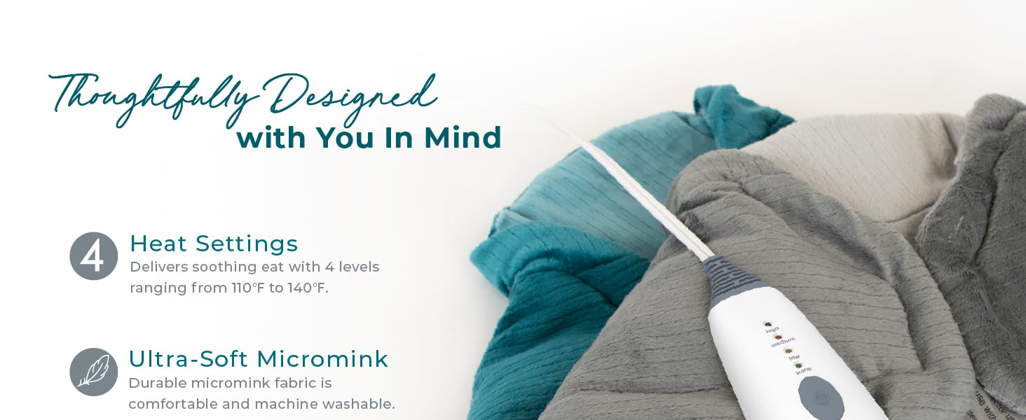 thoughtfully designed instaheat ultrasoft micromink soothing heat auto shut off led machine washable
