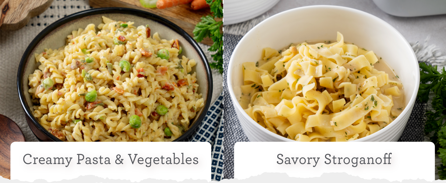 creamy pasta &amp;amp; vegetables and savory stroganoff