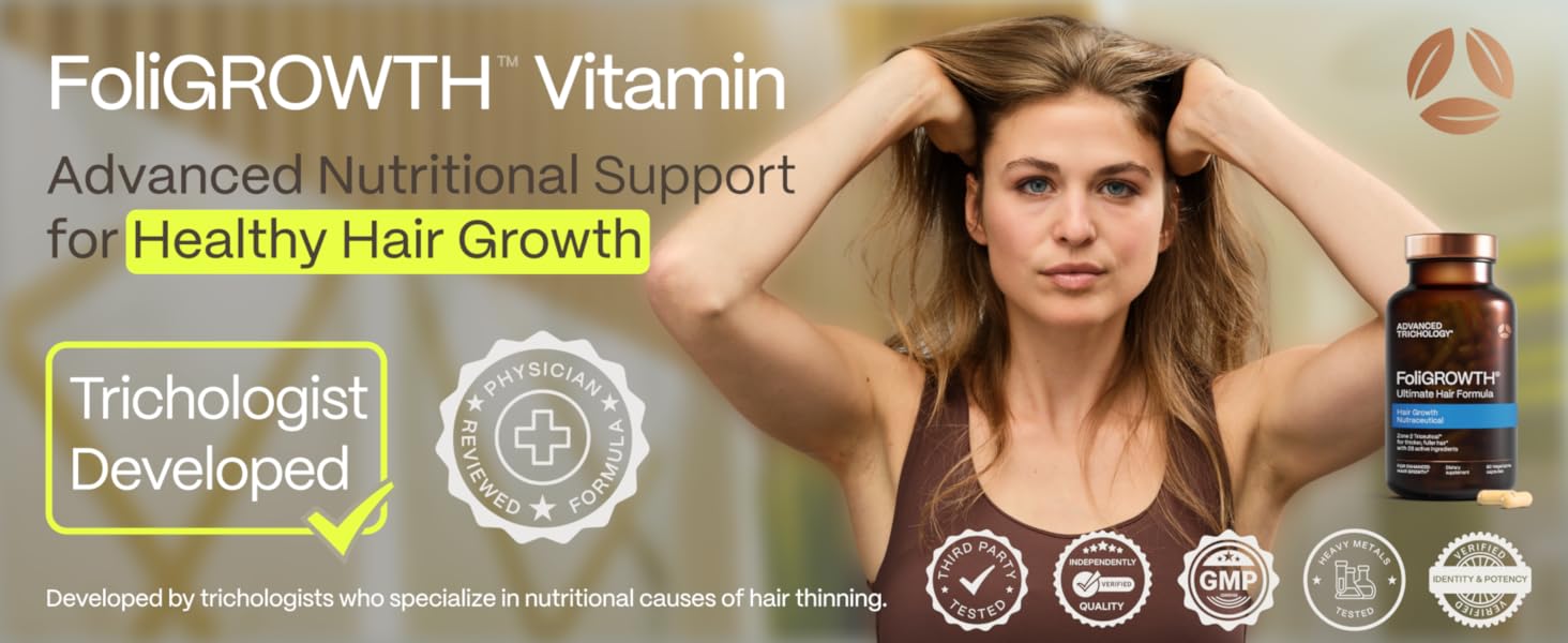 FoliGROWTH Hair Growth Supplement for Women &amp;amp; Men for Thicker, Fuller Hair