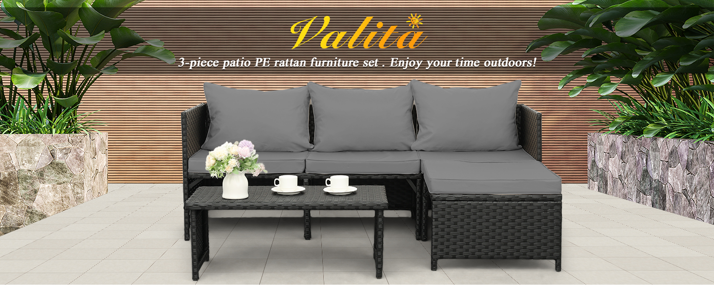 valita 3 pieces outdoor furniture set