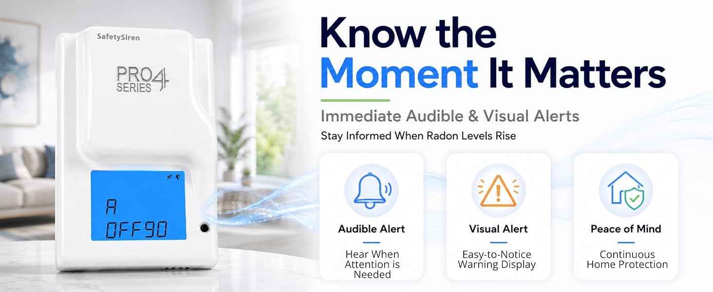 SafetySiren Pro4 Series (4th Gen) Home Radon Detector