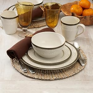 pfaltzgraff dinnerware, place setting, mikasa, corelle, dinner plates