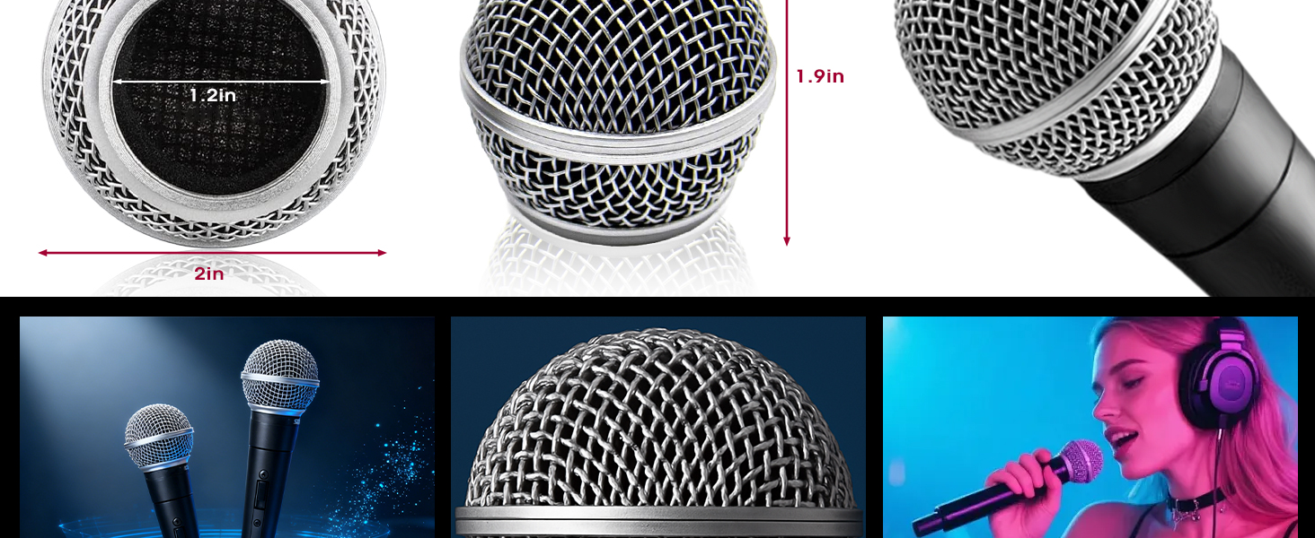 AUEAR, 2 Pack Microphone Grill Grille Ball Head Replace