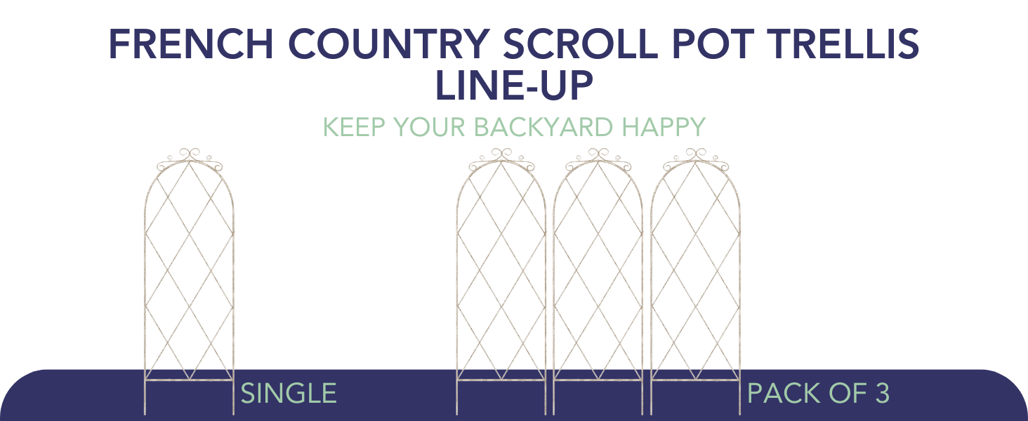 Panacea French Country Scroll Pot Trellis, Aged White, 36"H