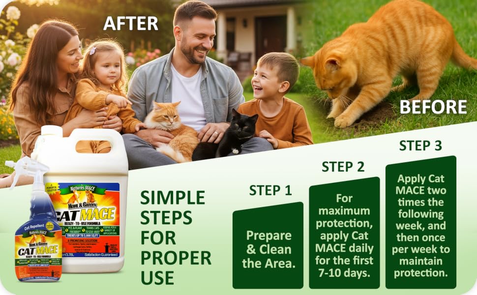 Nature’s Mace 1 gallon spray deters cat scratching sofas, chairs, and furniture safely and gently