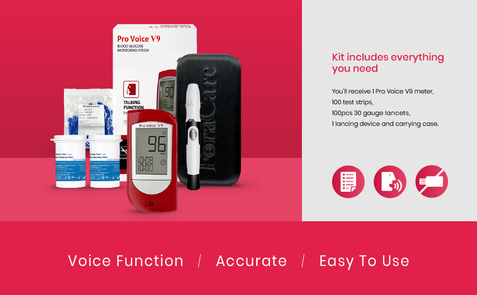 Pro Voice V9 Blood Glucose testing Kit