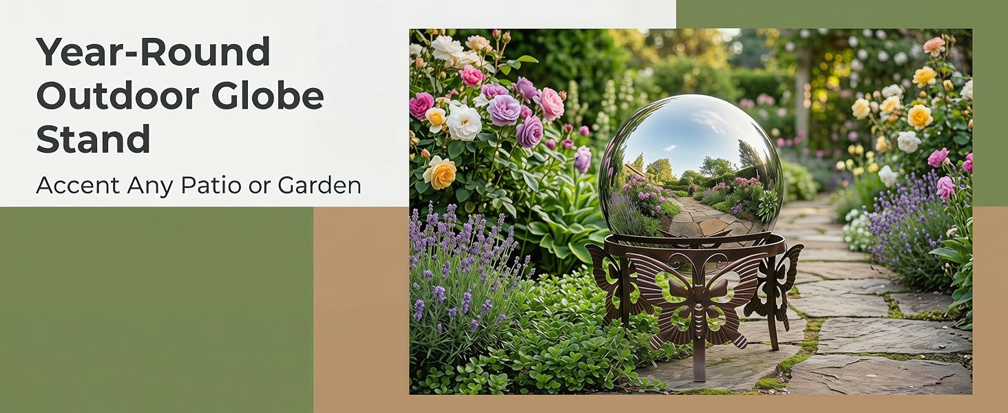 Gazing Ball Stand Garden Hardware Metal Stand, For 10-Inch or 12-Inch Gazing Globes