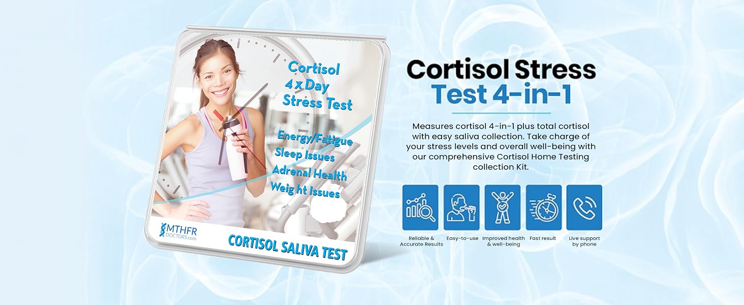 Cortisol Stress Test 4 X Day - Comes with Results Interpretation and Live Support by Phone