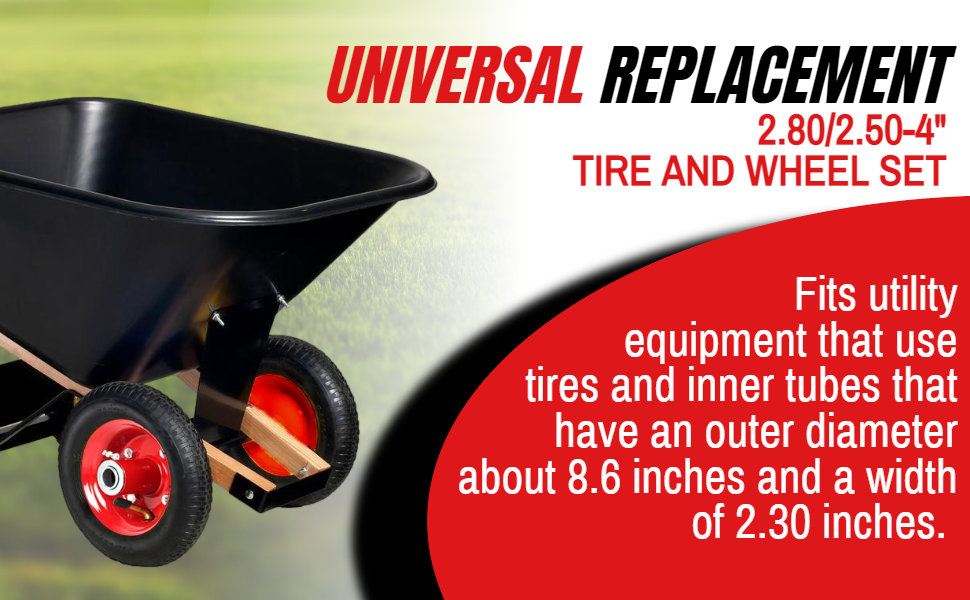 UNIVERSAL REPLACEMENT 2.80/2.50-4" TIRE AND WHEEL SET