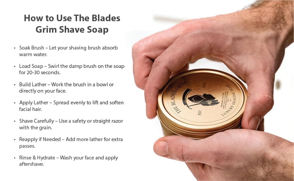 The Blades Grim Shave Soap, Smolder, Grim Blades, Hand Made,