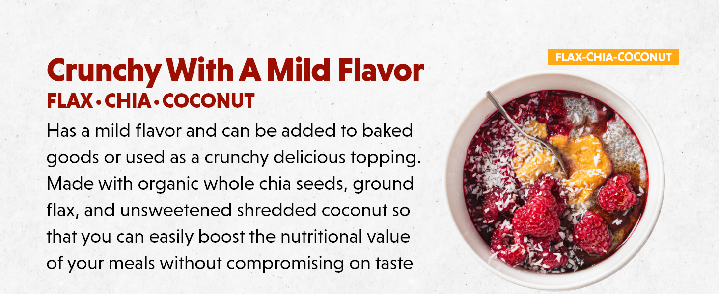vegan omega 3, super seed, coconut flakes, flax meal, natural fiber, flax seed powder