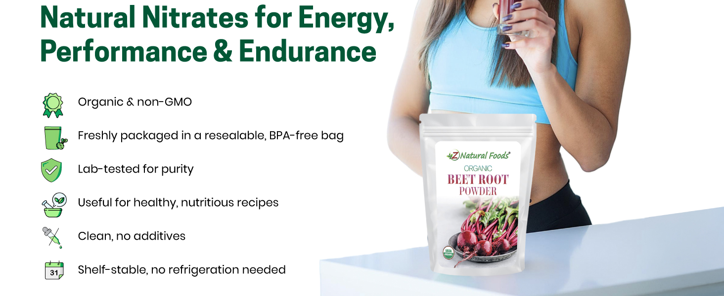Organic Beet Root Powder - Nutrient-Dense Beetroot Powder with Antioxidants
