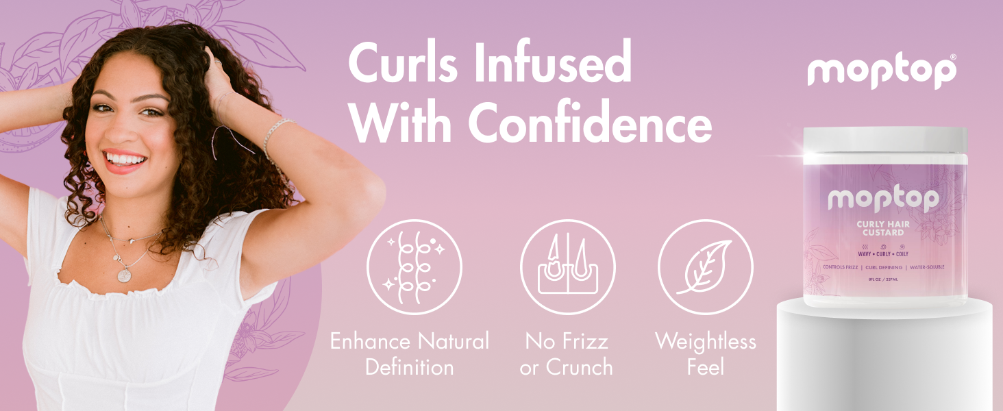 Curly Hair Custard - Enhance Your Natural Curl Pattern with Moptops curl defining gel