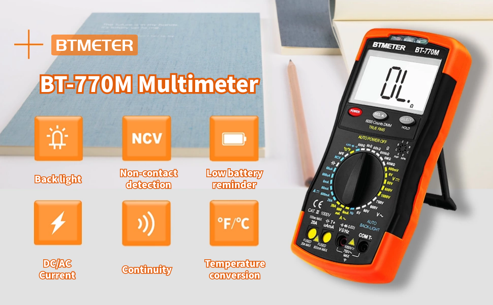 Digital Multimeter TRMS 6000 Count,BT-770M Auto/Manual Ranging DMM Electrical Meter