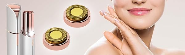 Replacement Heads for Finishing Touch Flawless Facial Hair Removal Shaver for Women, Rose Gold