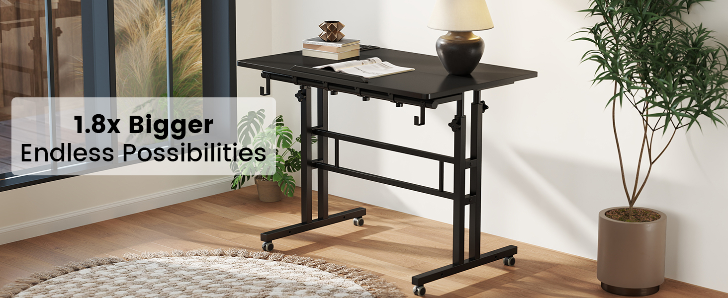 standing desk; rolling desk adjustable height; mobile standing desk; mobile desk workstation
