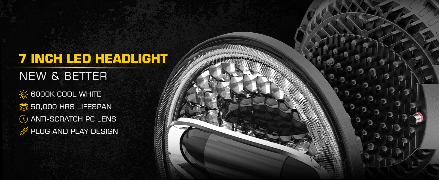 Jeep jk headlight wrangler headlight 7 inches halo led headlight