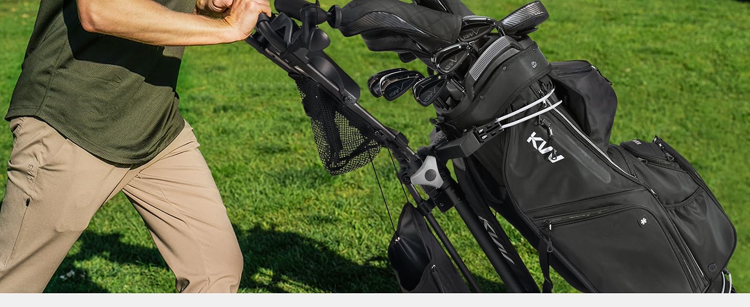 KVV Top-Moded Organizer Cart Bag, Premium Silent Golf Bag with 14 Club Locking Slots