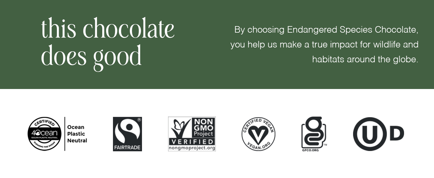 Endangered Species Dark Chocolate Candy Bars 48% cacao