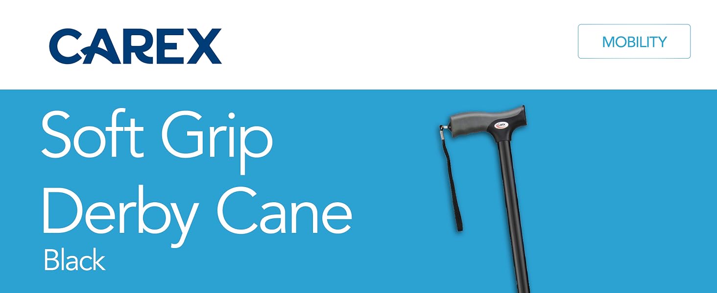 Soft Grip Derby Walking Cane Black for Mobility