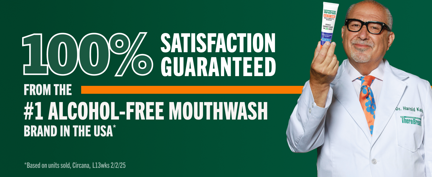 Dentist and therabreath founder smiles confidently in a white lab while holding a tube of toothpaste