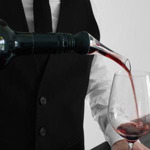 Pouring a wine bottle using the BARVIVO wine aerator