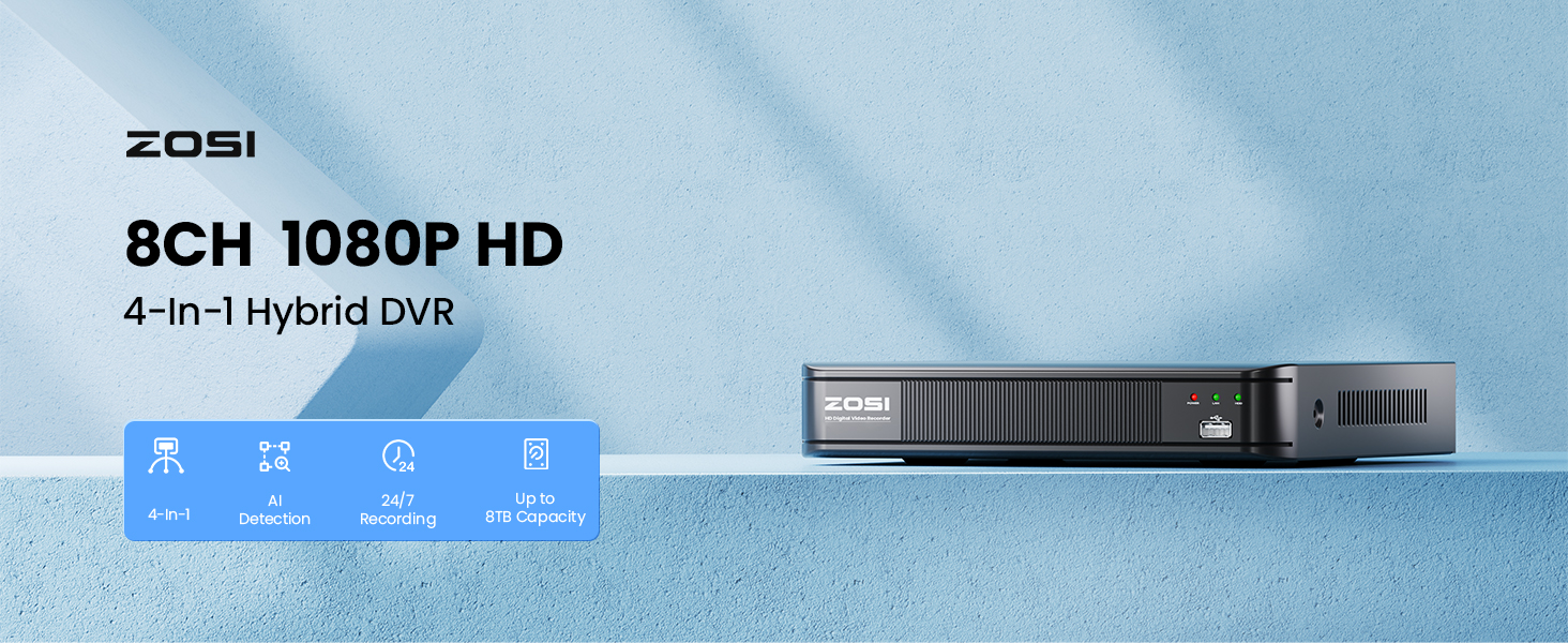 8CH 1080P HD 4-In-1 Hybrid DVR