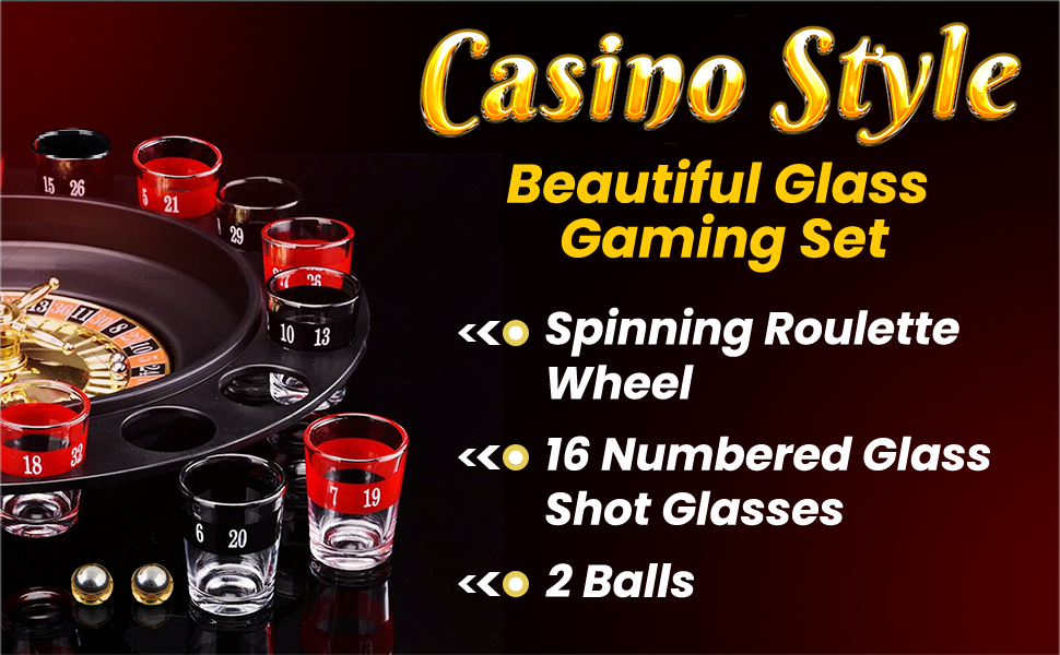 Drinking Game Glass Roulette - Drinking Game Set, Casino Style Drinking Game