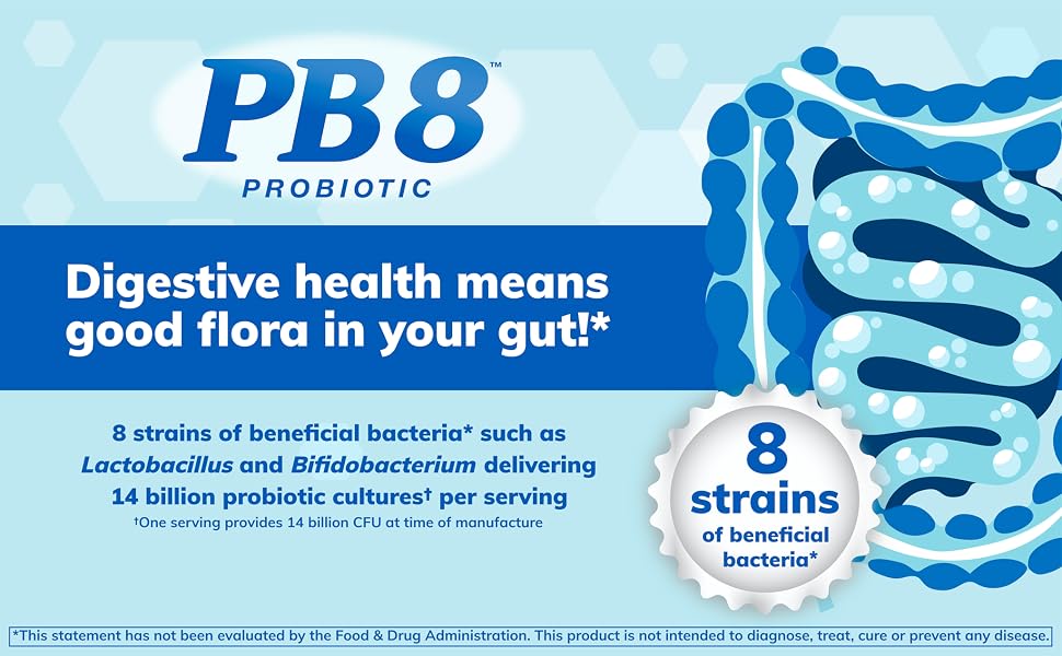 pb8 probiotic digestive health means good flora in your gut 8 strains of beneficial bacteria