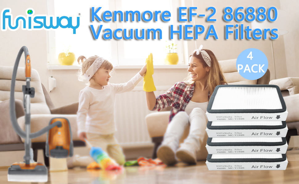 4-Pack - Kenmore EF-2 86880 Exhaust Vacuum HEPA Filters. Compare to Replace Sears Kenmore Part