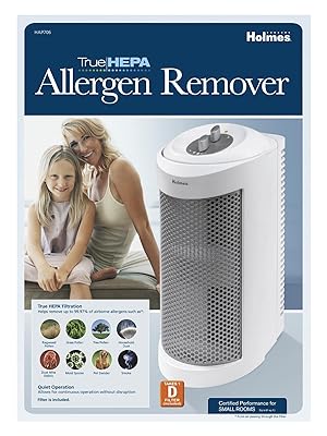 Holmes True HEPA Allergen Remover Mini Tower Air Purifier for Small Spaces