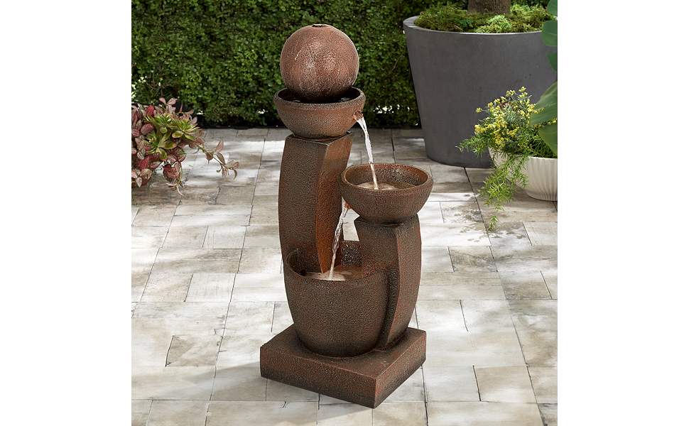 Curved Columns 31" High LED Light Modern Fountain