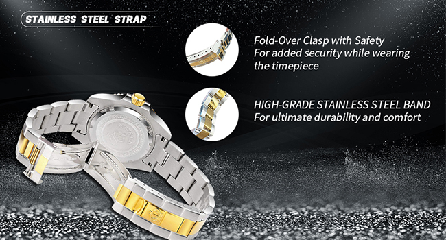 Mens Luxury Watches Rotatable Bezel Sapphire Glass Luminous Quartz Silver Gold Two Tone Watch