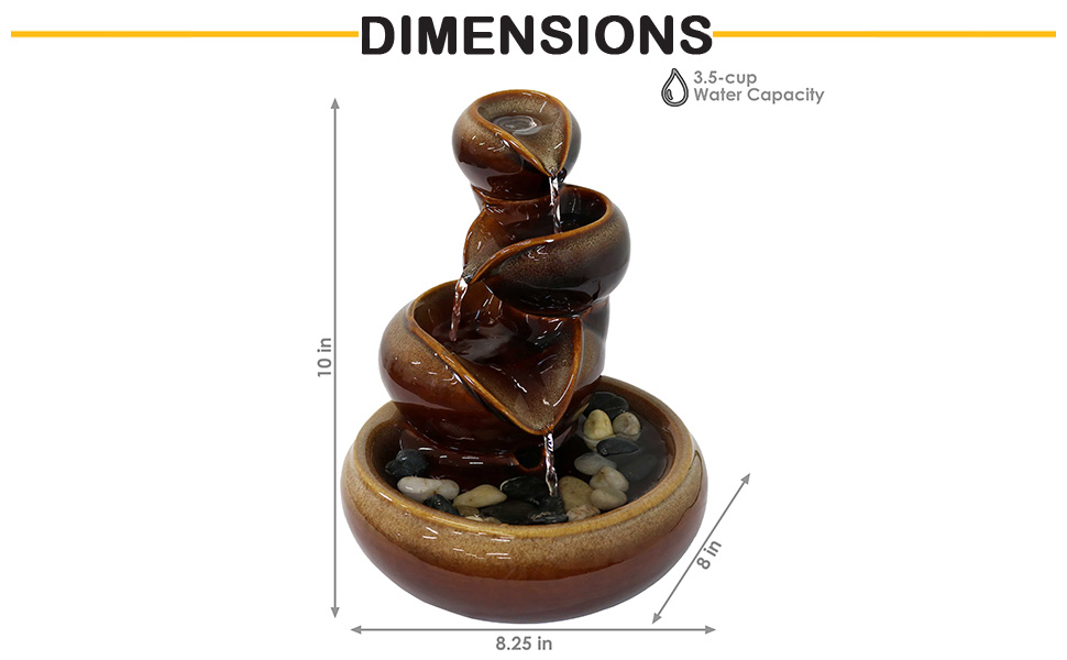 dimensions of tabletop fountain