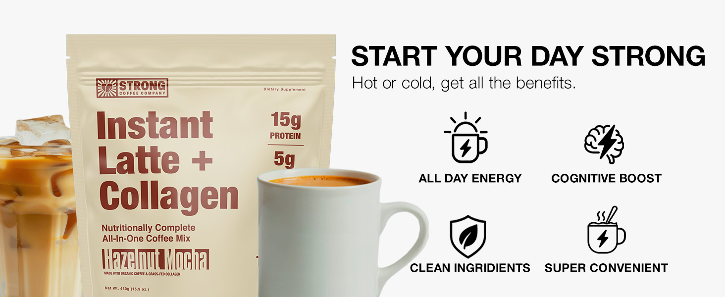 Coffee Instant Latte with Collagen, Adaptogens Nootropics