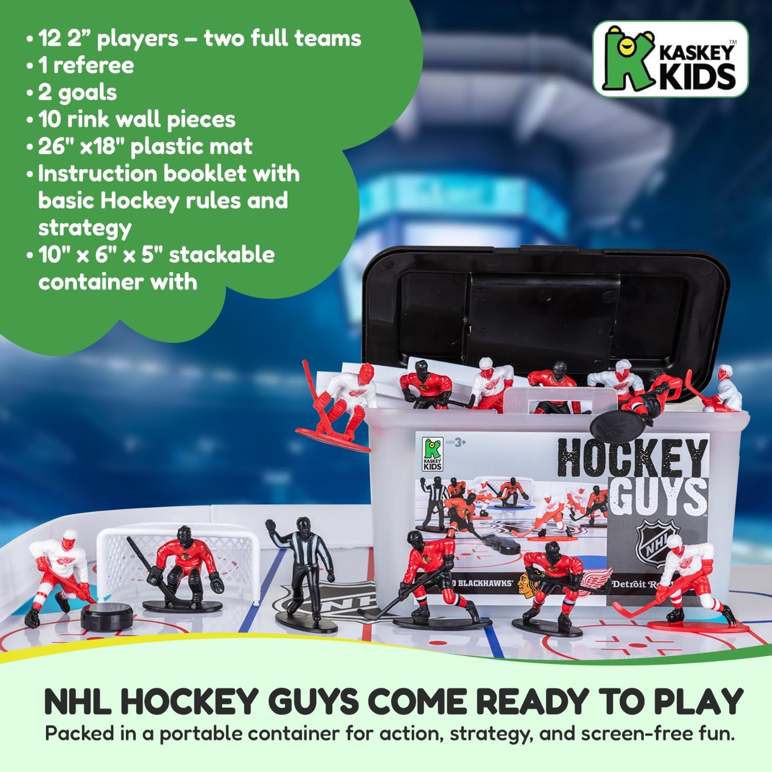 Kaskey Kids NHL Hockey Guys, Rangers vs. Bruins, 27 Pieces in Each Set, Includes 2 Teams, Accessories, and Travel Storage Case