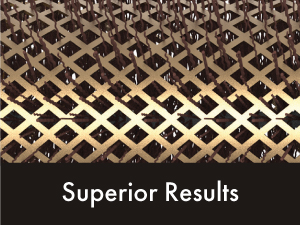 Image of close up of brush follicles with text reading superior results.