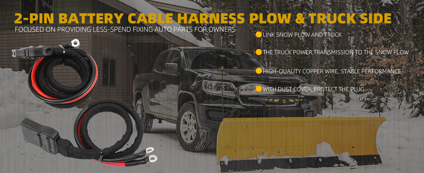 2-Pin Battery Cable Harness Plow &amp;Truck Side