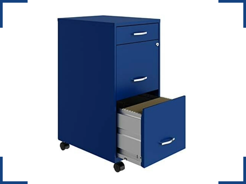 Pemberly Row 3 Drawers 29.52" Vertical Blue Metal Filing Cabinet