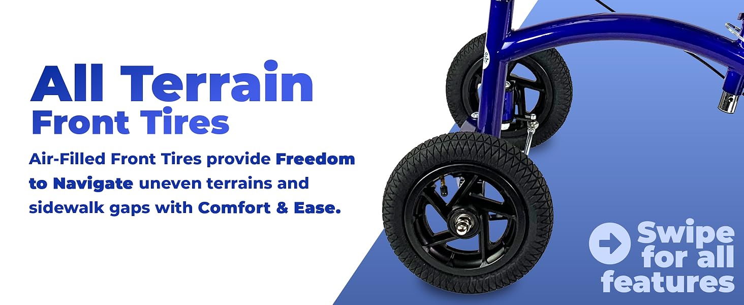 All Terrain heavy duty active mobile mobility outdoor rugged air filled comfort tires kneerover