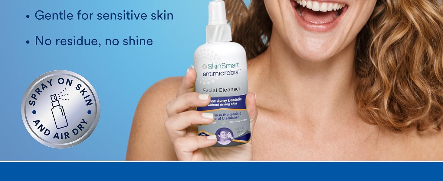 SkinSmart Antimicrobial Facial Cleanser For Acne, Targets Bacteria For Active Teenage Athletes