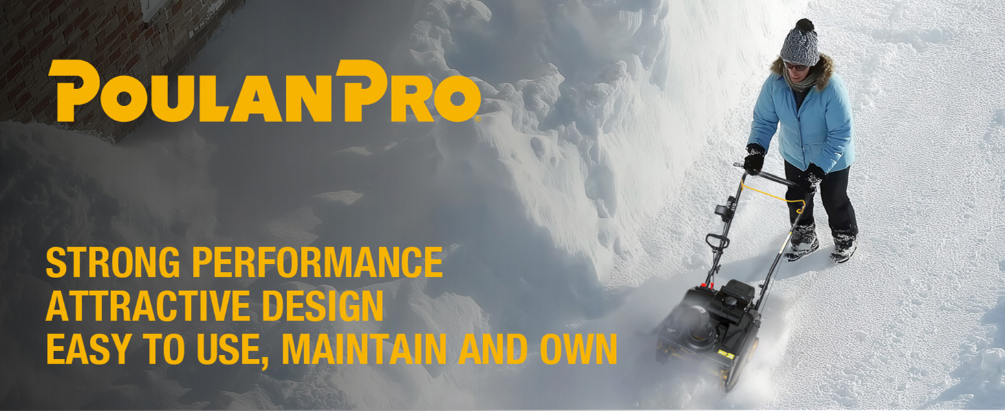 Poulan Pro Snow Blower Gas Powered, Single Stage 18 Inch Gas Snow Thrower with Electric Start