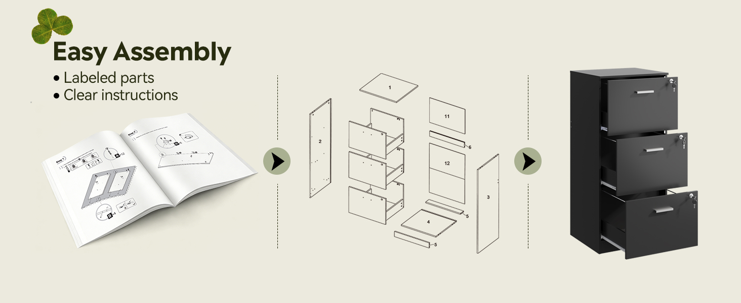 DEVAISE 3 Drawer Vertical Filing Cabinet