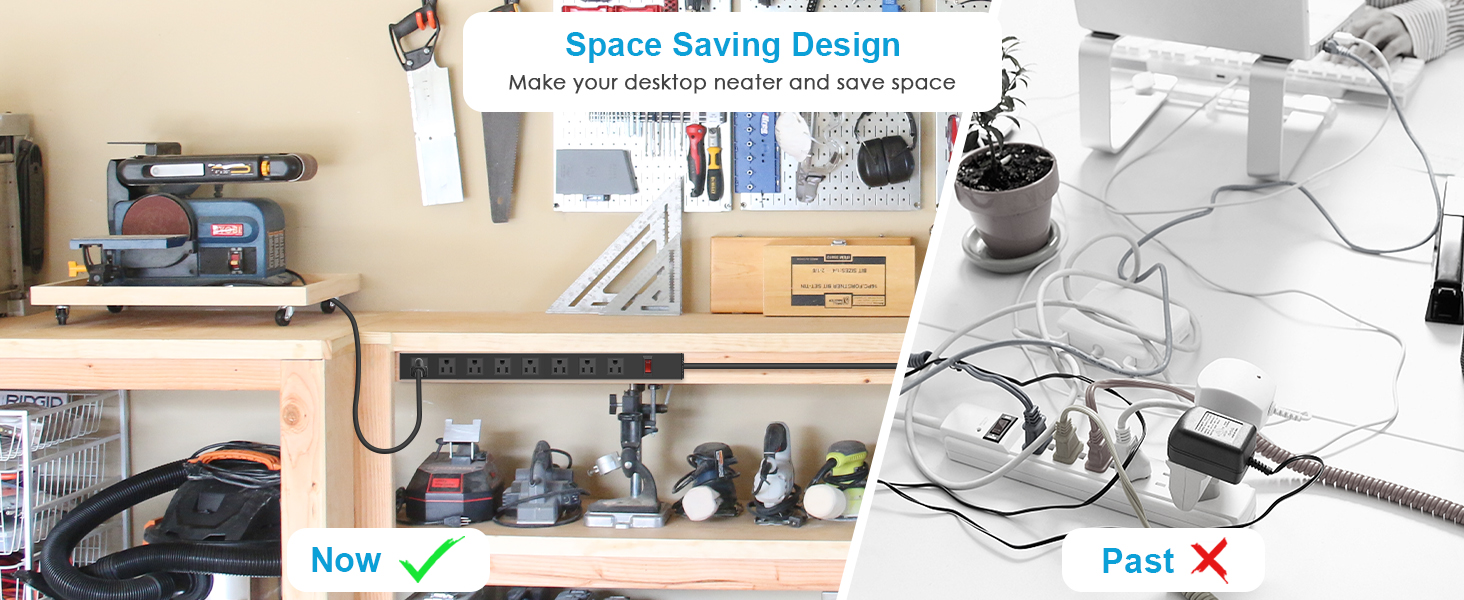 wide spaced power strip